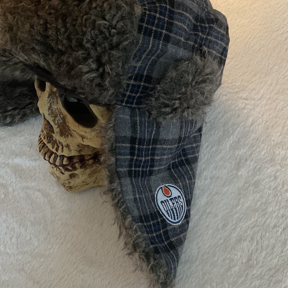 NHL oilers Fur and plaid Trapper Hat